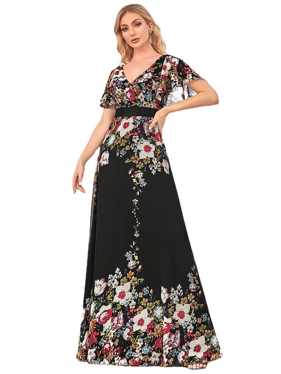 Printed High Waist Sling Style Midi Dress